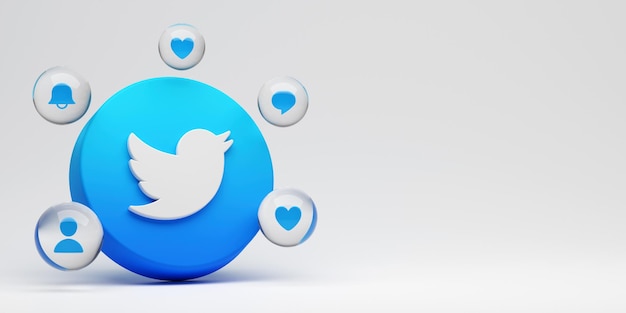 Foto sfondo del logo dell'applicazione di rendering 3d di twitter piattaforma di social media youtube