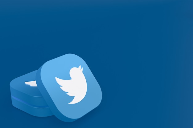 Twitter applicatie logo 3D-rendering op blauwe achtergrond