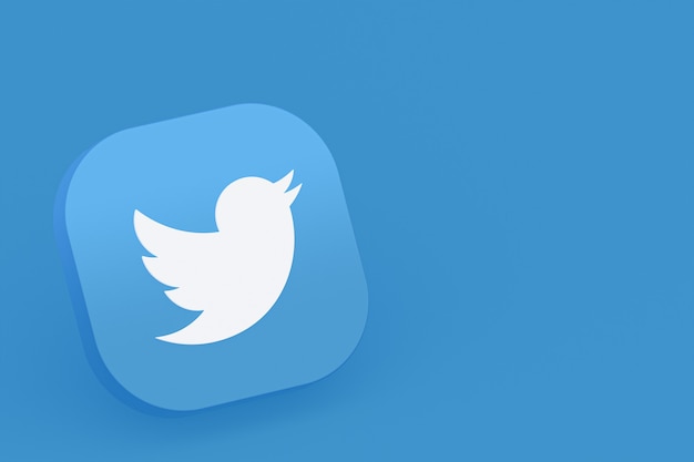 Twitter applicatie logo 3D-rendering op blauwe achtergrond