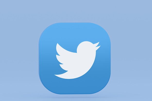 Twitter applicatie logo 3D-rendering op blauwe achtergrond