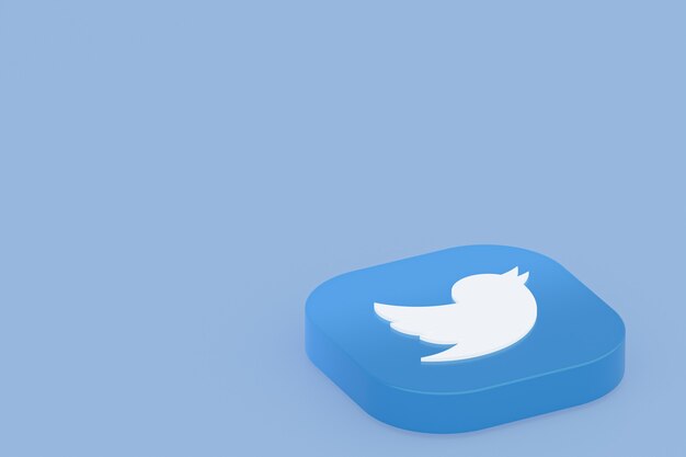 Twitter applicatie logo 3D-rendering op blauwe achtergrond