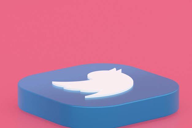 Twitter applicatie logo 3D-rendering op roze achtergrond