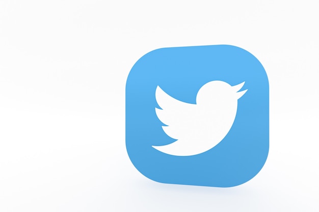 Twitter applicatie logo 3D-rendering op witte achtergrond