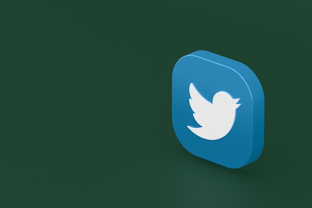 Twitter application logo 3d rendering on green background