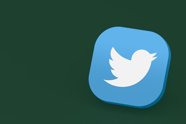 Twitter application logo 3d rendering on green background