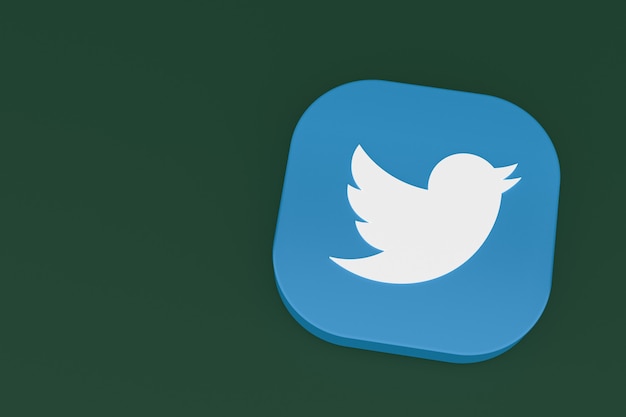 Twitter application logo 3d rendering on green background