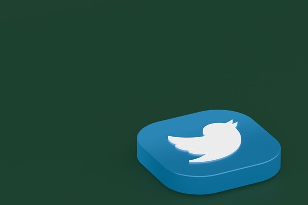 Photo twitter application logo 3d rendering on green background