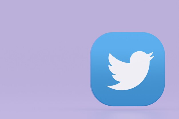 Twitter application logo 3d rendering on Purple background