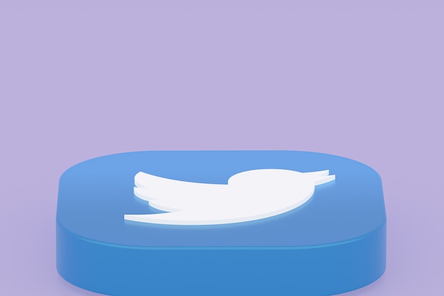 Twitter application logo 3d rendering on Purple background