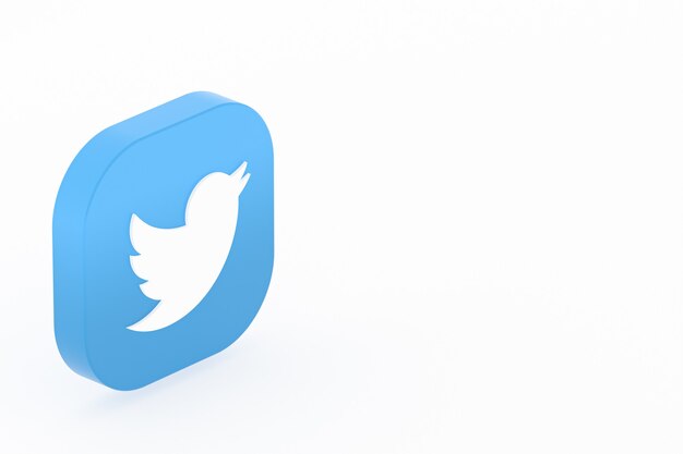 Twitter application logo 3d rendering on white background