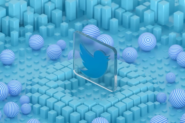 Twitter glass geometry shapes with abstract background
