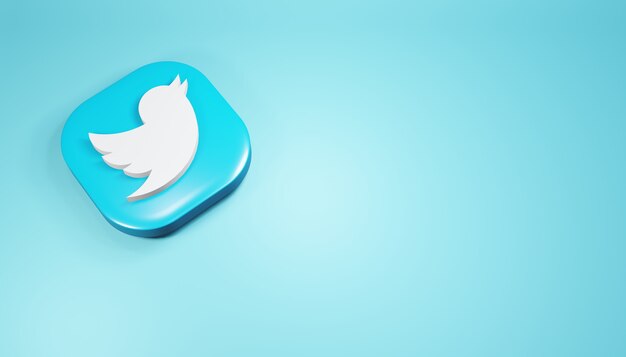 Photo twitter icon 3d render clean and simple blue  social media illustration