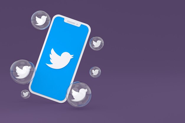 Twitter icon on screen smartphone 3d render