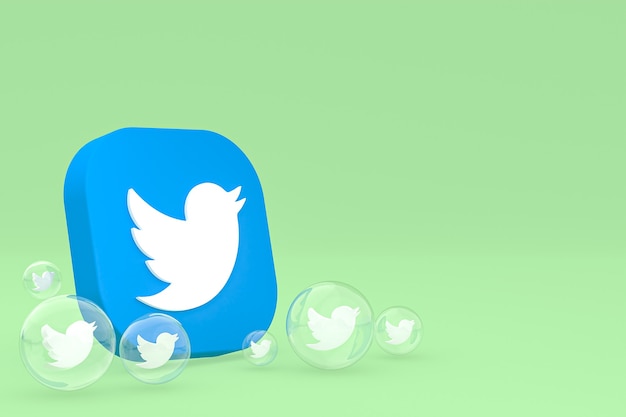 Twitter icon on screen smartphone or mobile 3d render