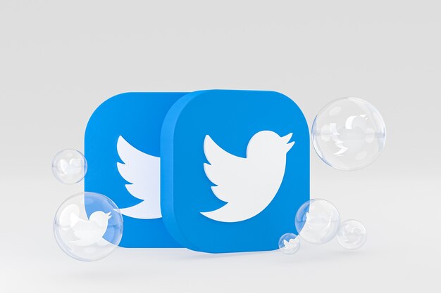 Twitter icon on screen smartphone or mobile 3d render