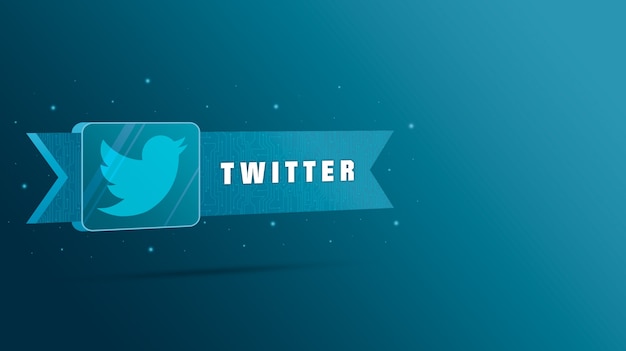 Logo twitter con la scritta sulla targa tecnologica 3d