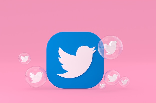 Twitter-pictogram op scherm smartphone of mobiel 3d render