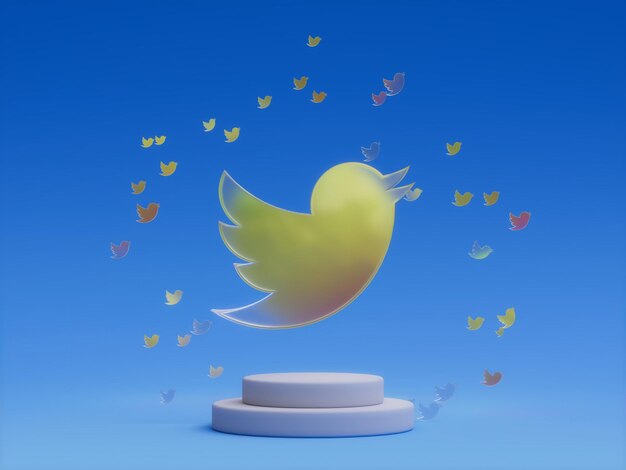 Twitterソーシャルメディア表彰台プラットフォーム抽象的な最小限のショーケース3Dイラスト