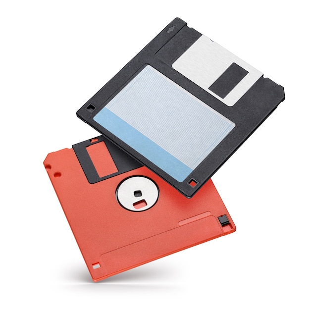 Two 3.5-inch floppy disk or diskette isolated