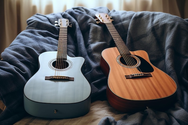 Two Acoustic Guitars Displayed