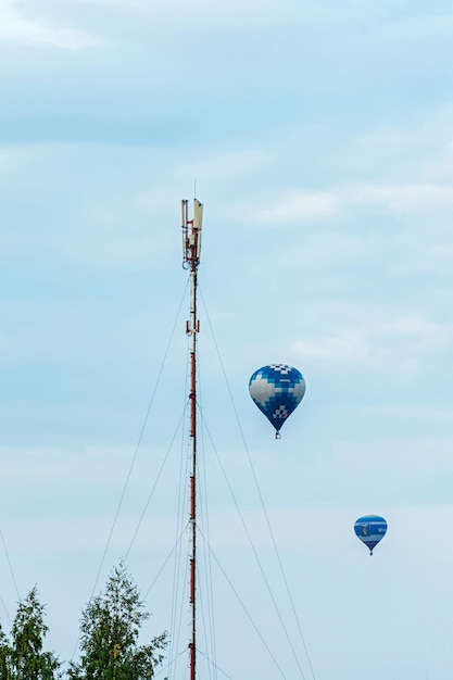 Two air blue on a background of blue sky