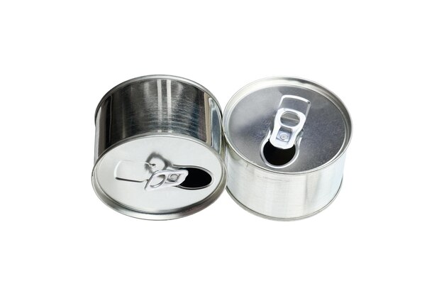 two aluminum cans isolated on white