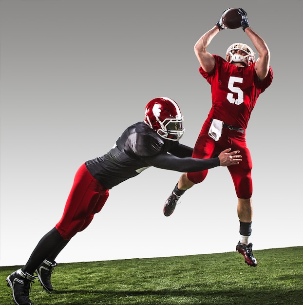 The two american football players in action