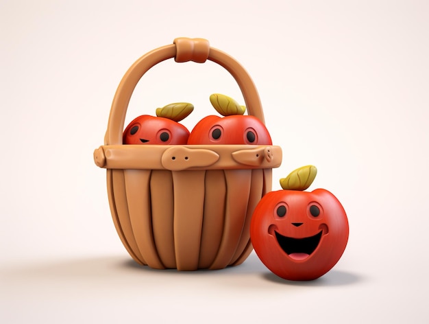 白い背景の上のバスケットに 2 つのリンゴ 世界食糧デーの画像