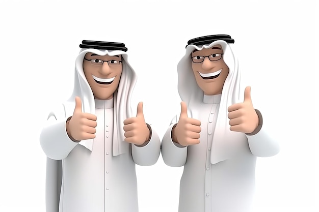 Two arabic men giving a thumbs up sign