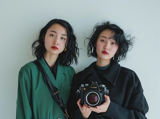 two Asian women posing with the camera in front