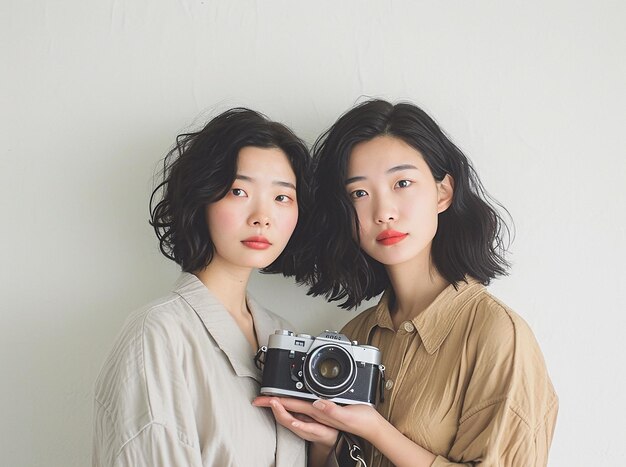 two Asian women posing with the camera in front