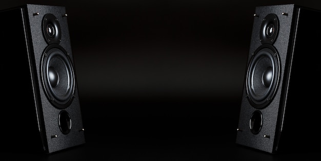 Two audio speakers with free space between them