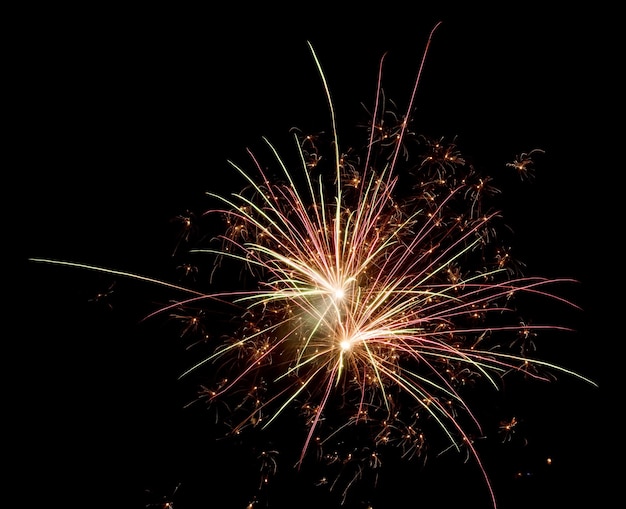 Two bang fireworks on a black background