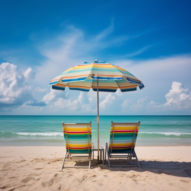 two beach chairs with one that has the word beach on it