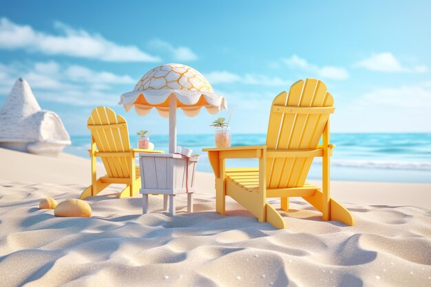 Two beach chairs with summer accessories