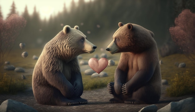 two bears in love Generative AI