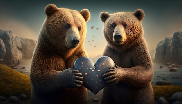 two bears in love Generative AI