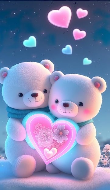 two bears with a heart that says " the word love " on the bottom.