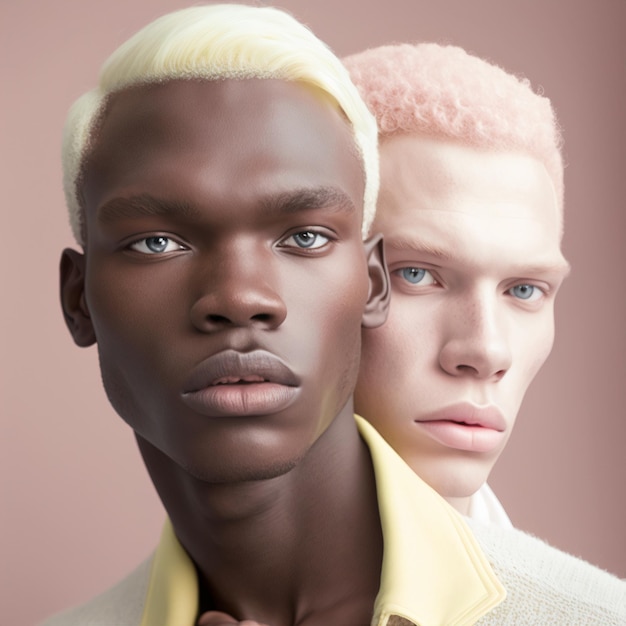 A two beautiful albino model with pastel colors