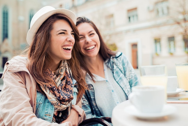 Two beautiful women chatting