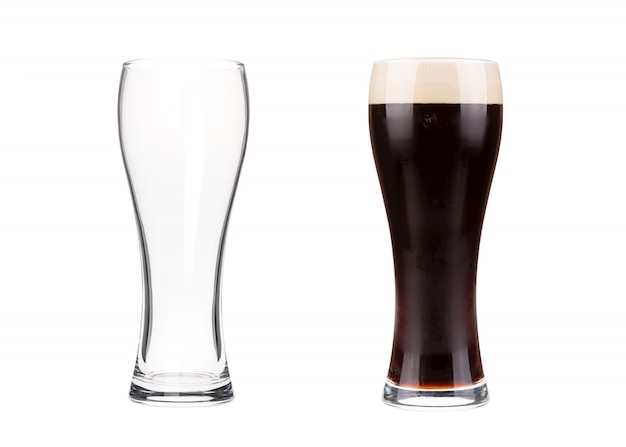 Two beer glasses isolated on white 