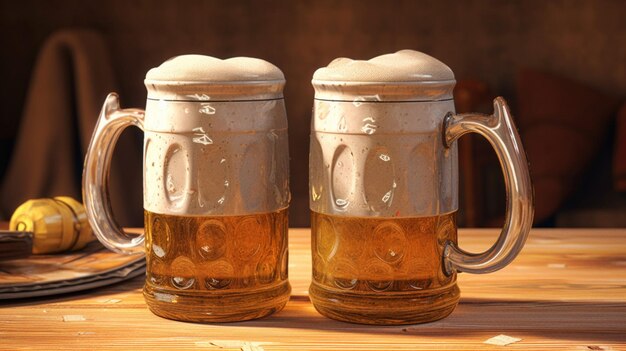 Photo two beer mugs