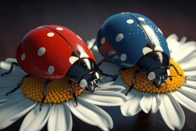 Two beetles on a flower