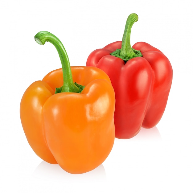 Two bell peppers isolated on white background.