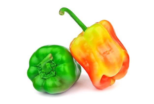 Two bell peppers isolated on white background