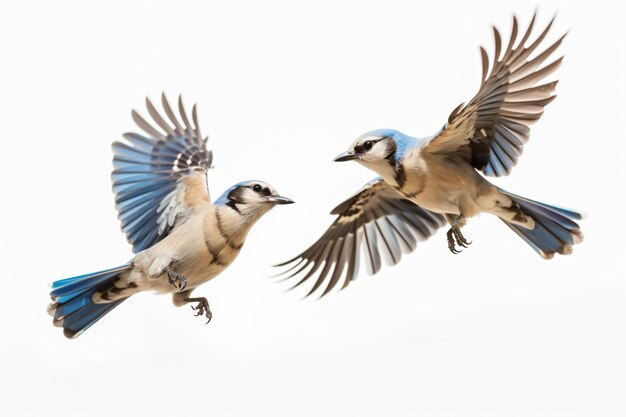 Premium AI Image | two birds flying in the air with their wings spread