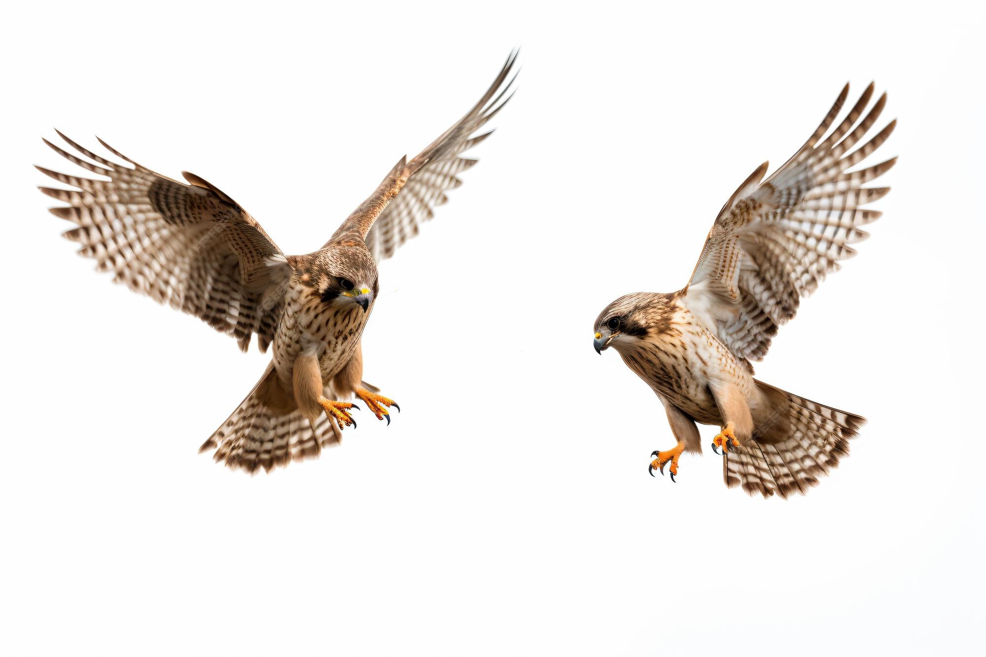 Premium Photo | Two birds flying in the air with their wings spread