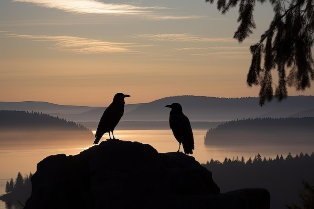 two birds on a rock