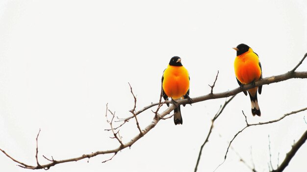 Two Birds Sitting on a Tree Branch