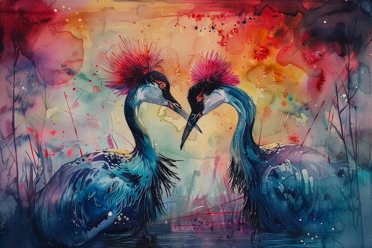 Photo two birds with the word love on them